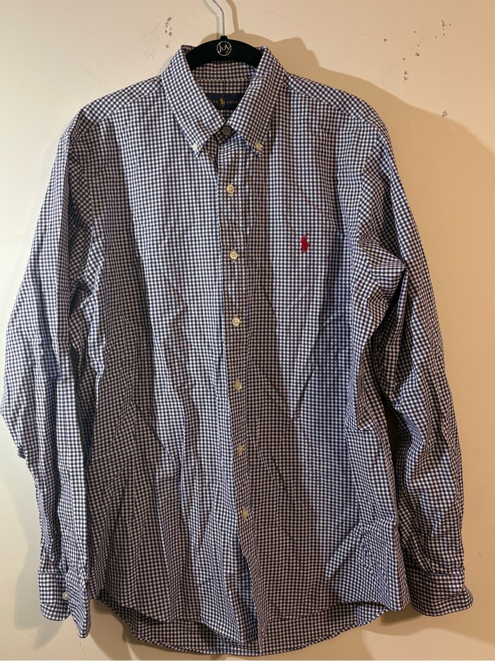 Ralph Lauren dress shirt Classic purple white checker Button collar men’s medium